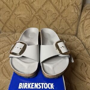 Birkenstock New w/ Box Madrid Big‎ Buckle White Oiled Leather Exquisite Regular